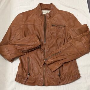 Lucky Brand Leather Brown Moto Jacket / Sz Small / VGUC